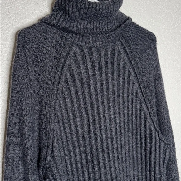 Free People Big City Turtleneck Knit Sweater Gray Ribbed XS - Picture 3 of 7
